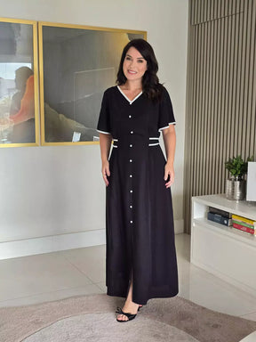 VESTIDO LONGO MANGA GODÊ