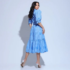 Conjunto Feminino Richelieu 3D Azul Bordado Luma - FL25