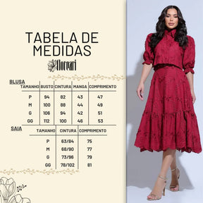 Conjunto Feminino Richelieu 3D Vermelho Bordado Luma - FL23